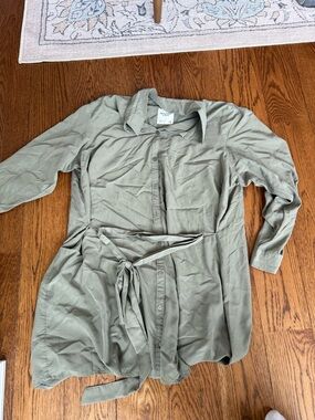 Abercrombie & Fitch Olive Green Button-Front Mini Dress